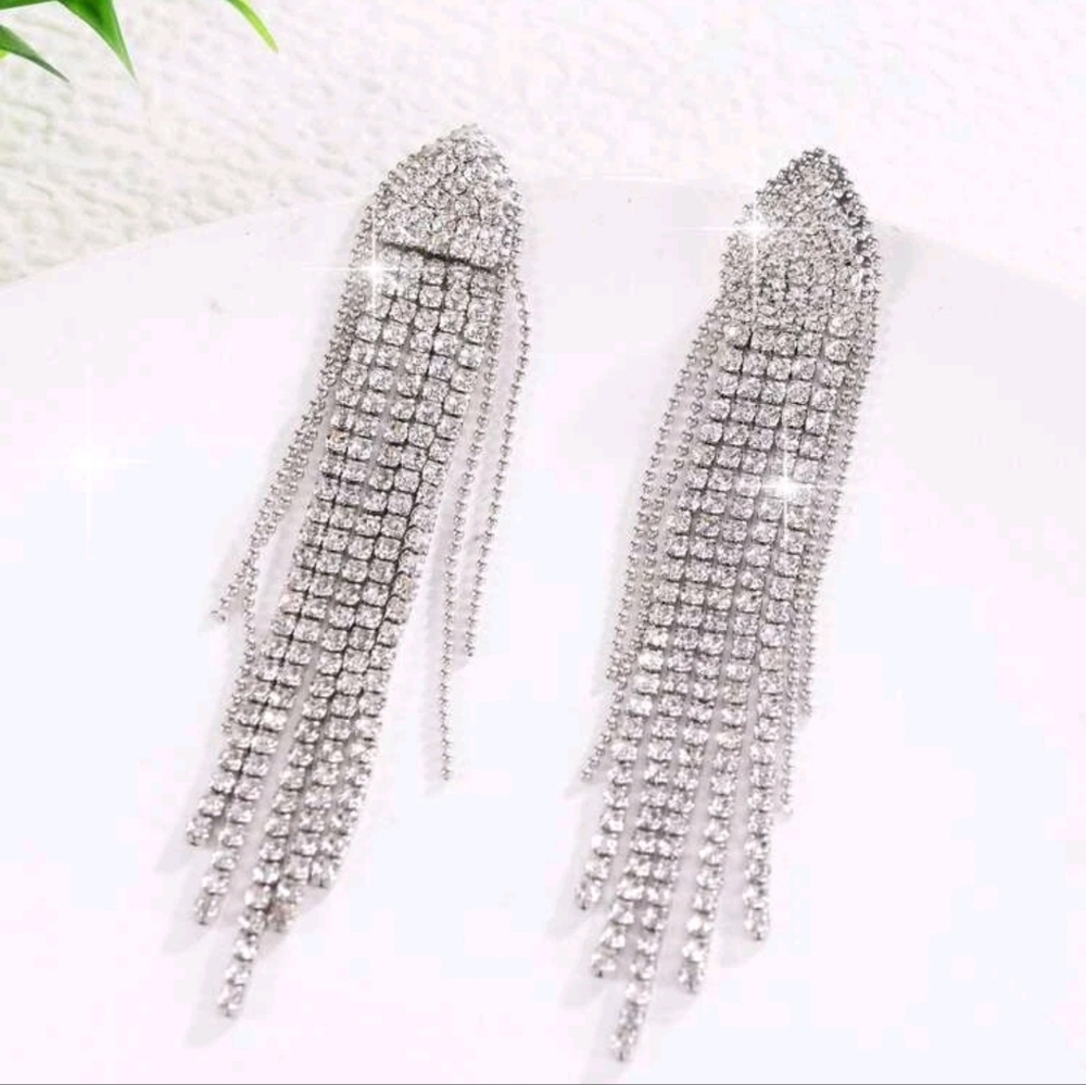 Rhinestone Jellyfish Tassel Earrings